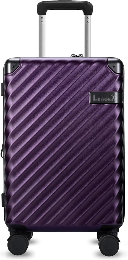 LUGGEX Luggage with Spinner Wheels, Polycarbonate Expandable Hard Shell Suitcase, Carry On 20 Inch, Purple