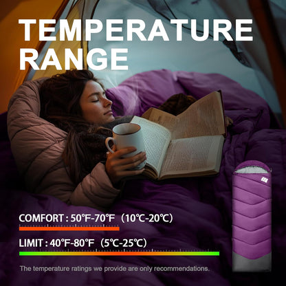 Sleeping Bags for Adults Cold Weather,Portable, Waterproof,Lightweight Sleeping Bag for Tall Girls Boys with Compression Sack for Warm Camping, Hiking, Outdoor & Indoor