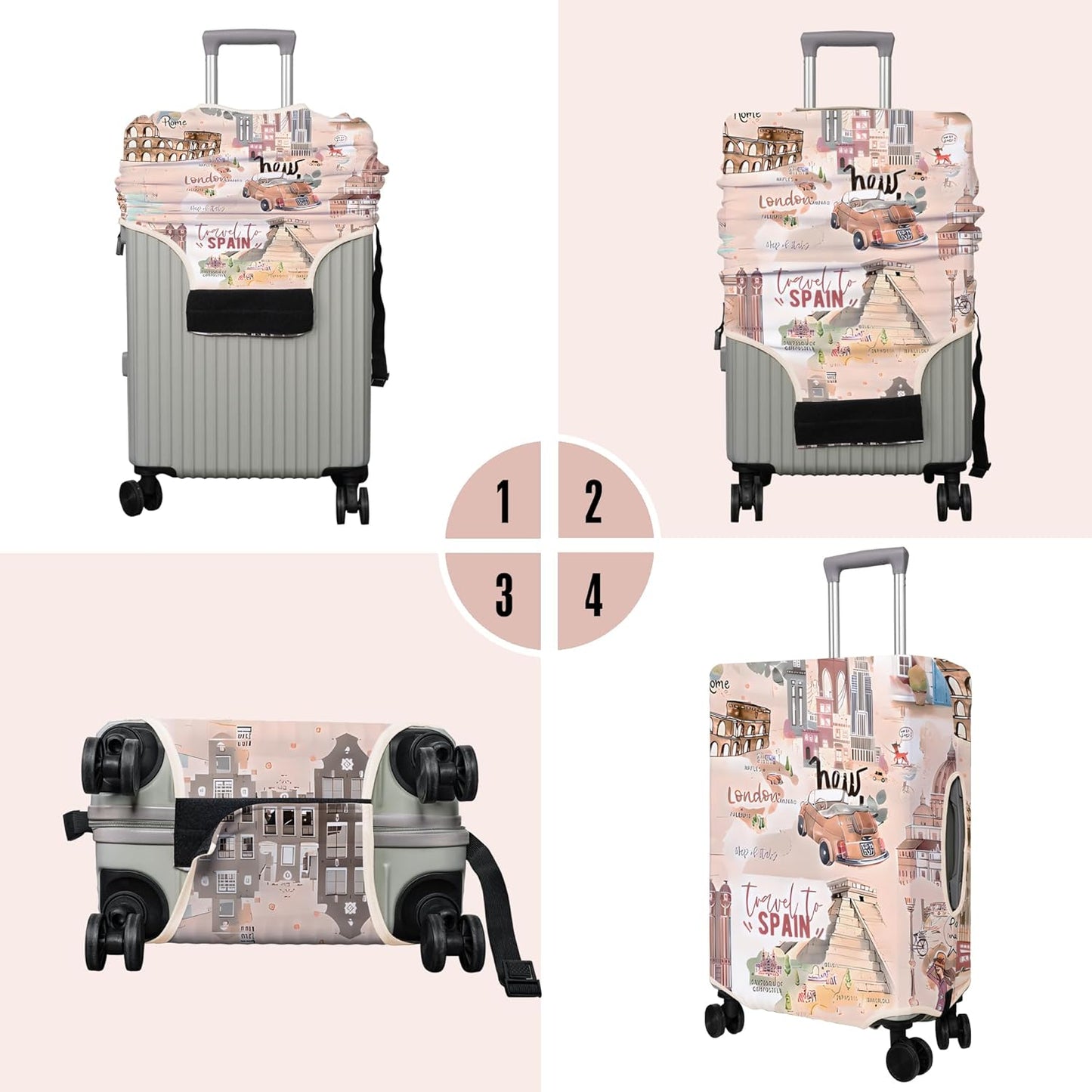 Travel Luggage Cover Suitcase Protector Fits 18-32 Inch Wheel Covers PatternedTravel Related Items Flower Luggage Protector Elastic L