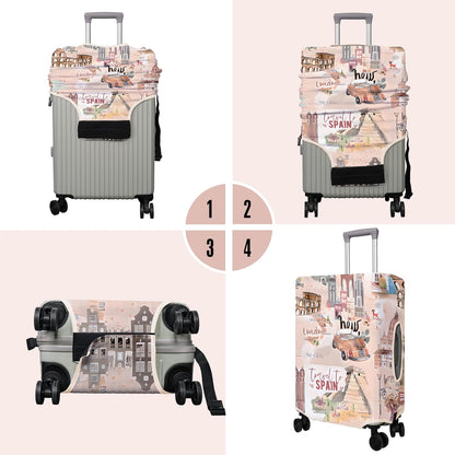 Travel Luggage Cover Suitcase Protector Fits 18-32 Inch Wheel Covers PatternedTravel Related Items Flower Luggage Protector Elastic L