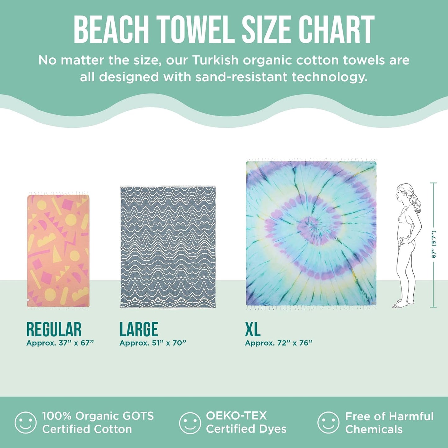 Sand Cloud Turkish Beach Towel - Sand Free - 100% Organic Turkish Cotton Yarn - Quick Dry Towel for Beach, Picnic, Blanket or Bath Towel - As Seen on Shark Tank - Marine Life (Swirl Turtle)