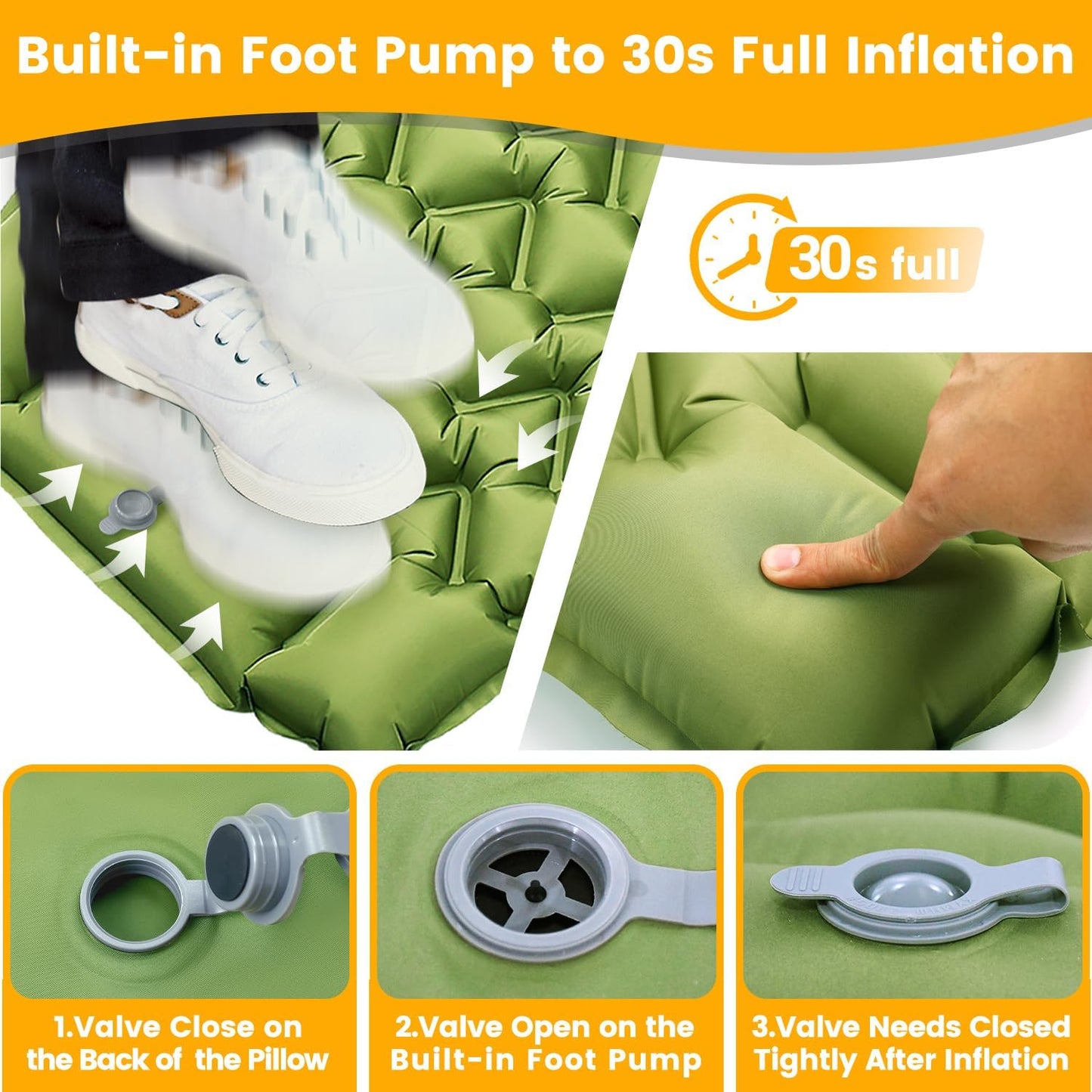 Camping Sleeping Pad, Ultralight Camping Mat with Pillow Built-in Foot Pump, Inflatable Sleeping Pads Compact for Travel, Camping Backpacking Hiking Tent Car Camp Gear