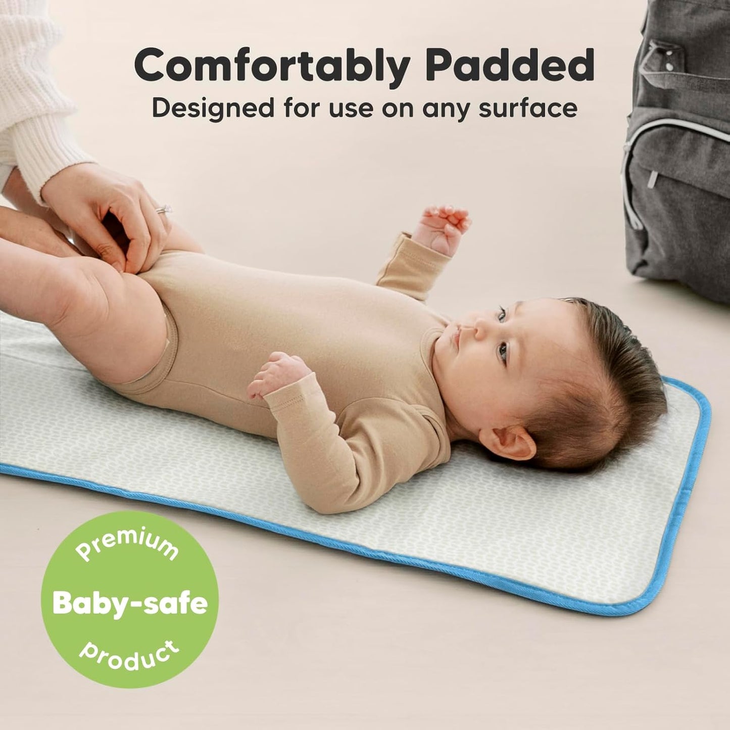 KeaBabies Portable Diaper Changing Pad, Easy Wipe Clean - Foldable Waterproof Baby Changing Mat for Diaper Bag, Compact, Lightweight, 25x13 Baby Changer Travel Essential, Machine Washable (Cloud)