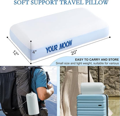 YOUR MOON Memory Foam Travel Pillow, Pure Cotton Cover, Compressible Camping - Image 2