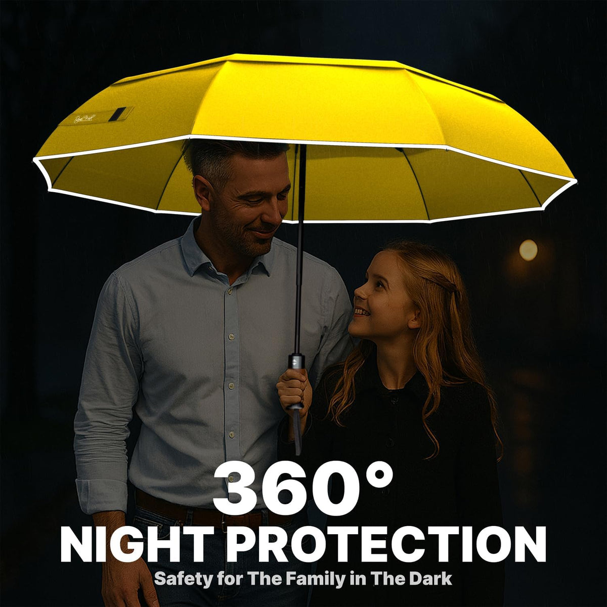 Royal Walk Windproof Folding Travel Umbrella Compact and Strong Luxurious Real Wood Handle Automatic Open Close Vented Double Canopy for Men and Women