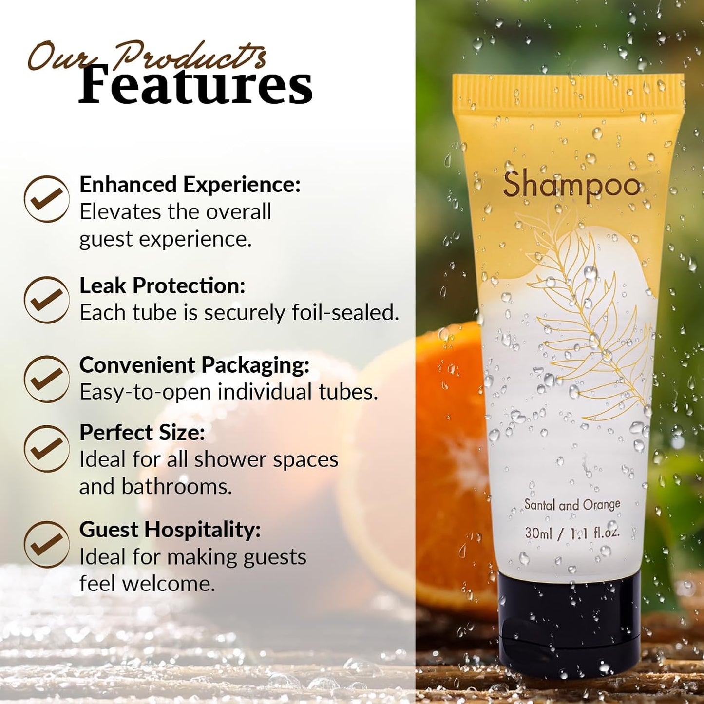 Hotel Shampoo Bulk 1.Oz Each Individually Wrapped Travel Size Shampoo 200 PCS Per Case Leak-proof Hotel Toiletries Bulk