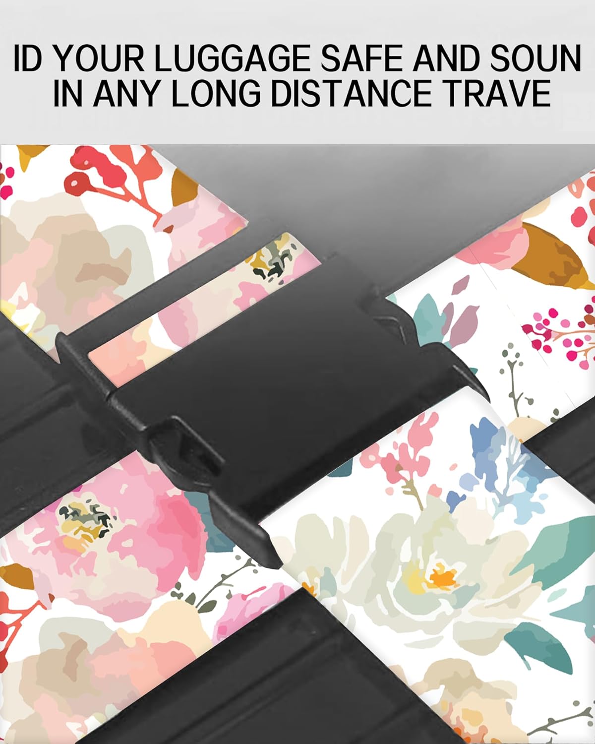 Luggage Straps for Suitcases, Adjustable Travel Belt, Durable Wide Luggage Strap, Cute Suitcase Strap Identifiers with Buckle, Bag Straps for Luggage, Cute Pink Flowers