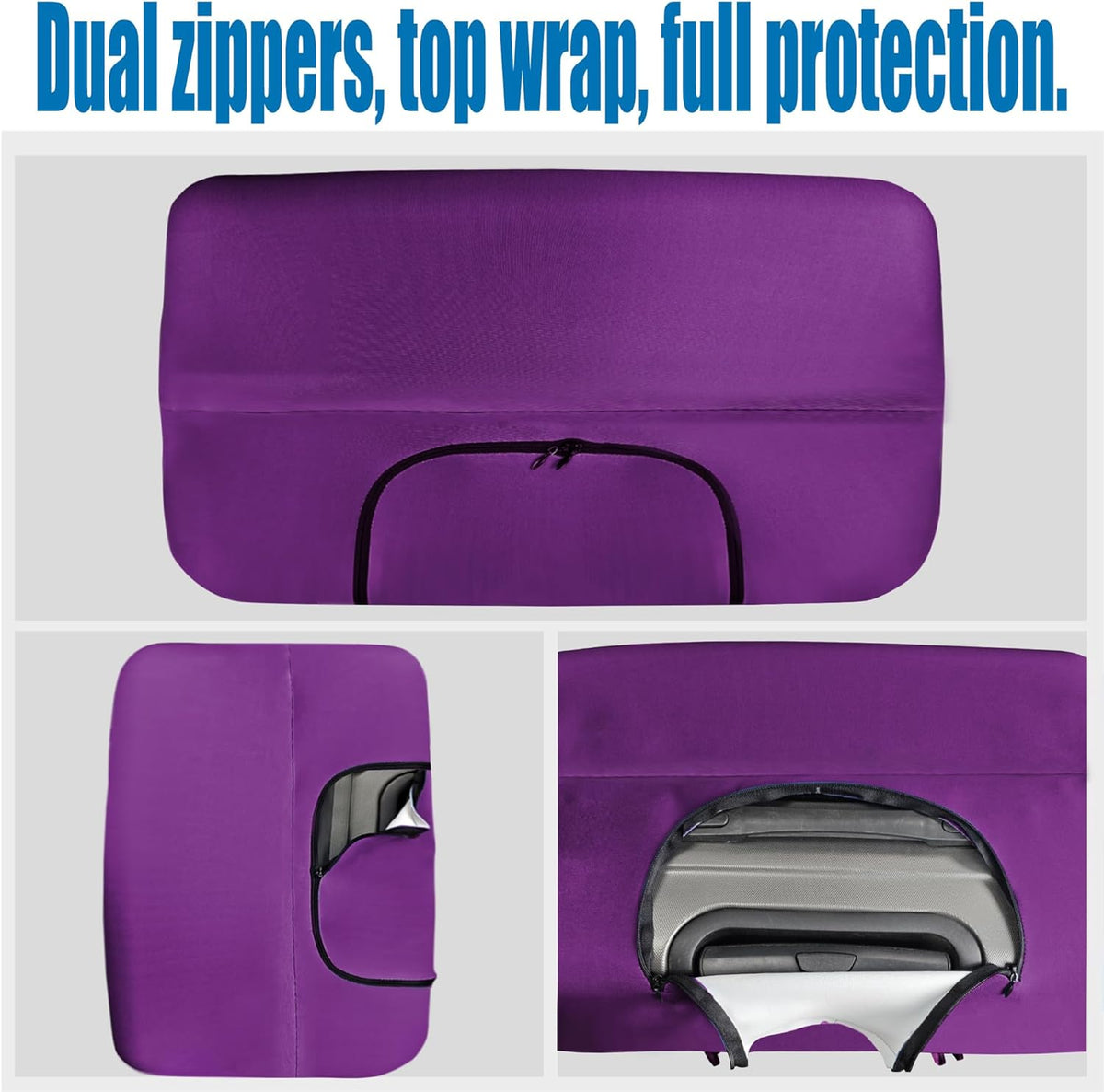 Travel Luggage Cover Thicker Spandex Suitcase Protector Elastic Washable Baggage Covers (M (for 23-24 inch luggage), Purple Eye)