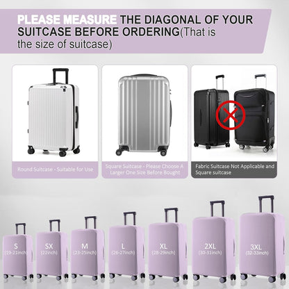 Travel Luggage Cover Suitcase Protector Scratch-Resistant Fit 19-31 Inch Suitcase, Not Included Suitcase (Lavender Purple, M(24-25 inch))