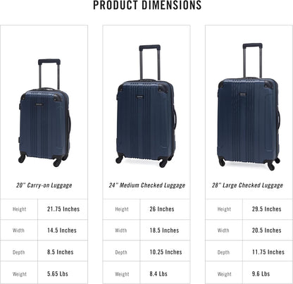 Kenneth Cole REACTION Out of Bounds Lightweight Hardshell 4-Wheel Spinner Luggage, Naval, 2-Piece Set (20" & 28")