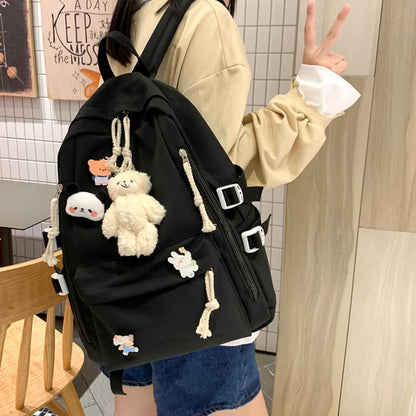 DUSLANG Big Student Laptop Backpack For College Women Men Middle High School Teen Girls Bookbag Travel Daypack, Black