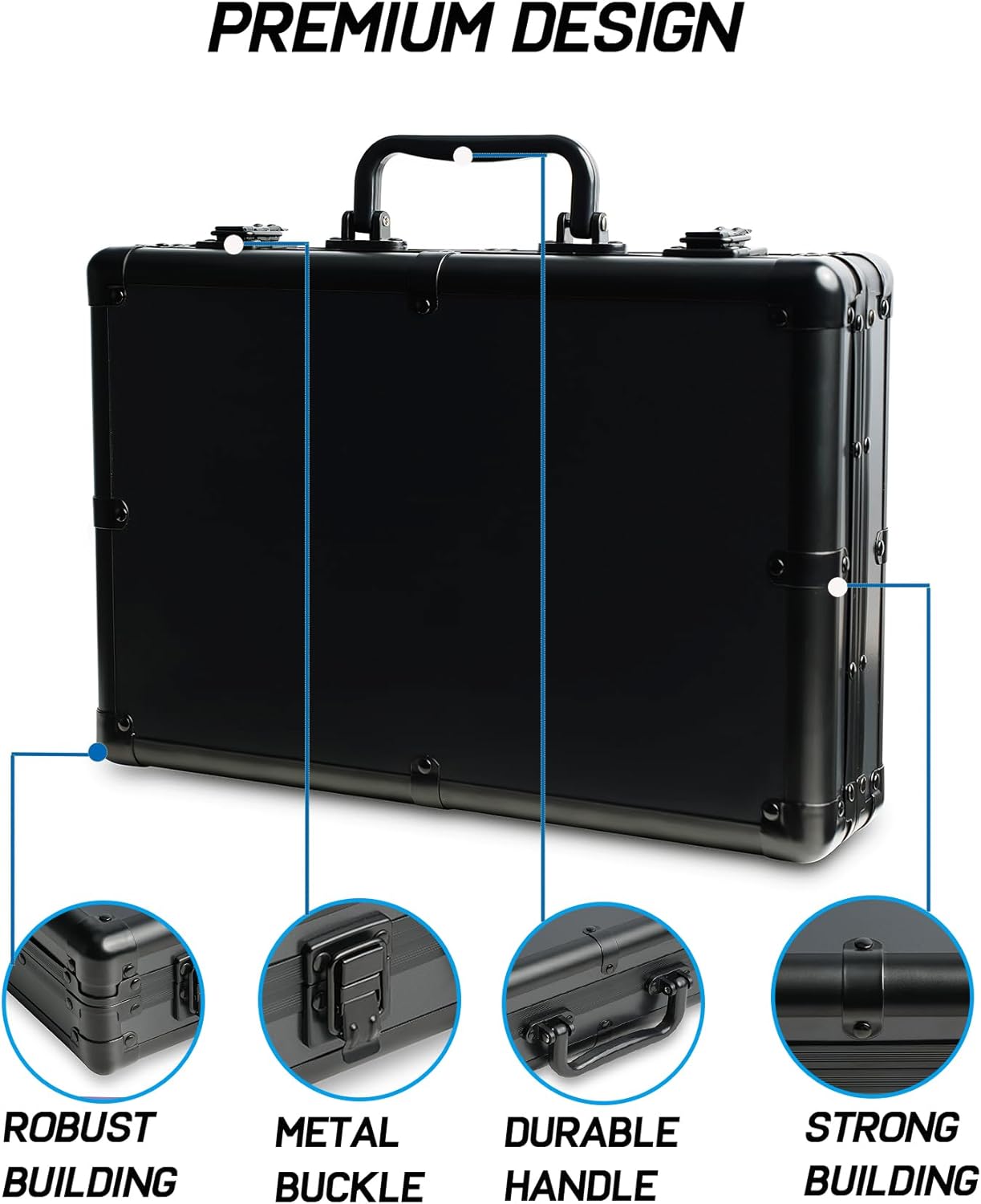 15 slots Watch organizer Case, Aluminum watch storage box, hard watch travel box, padded case for watch display and organization