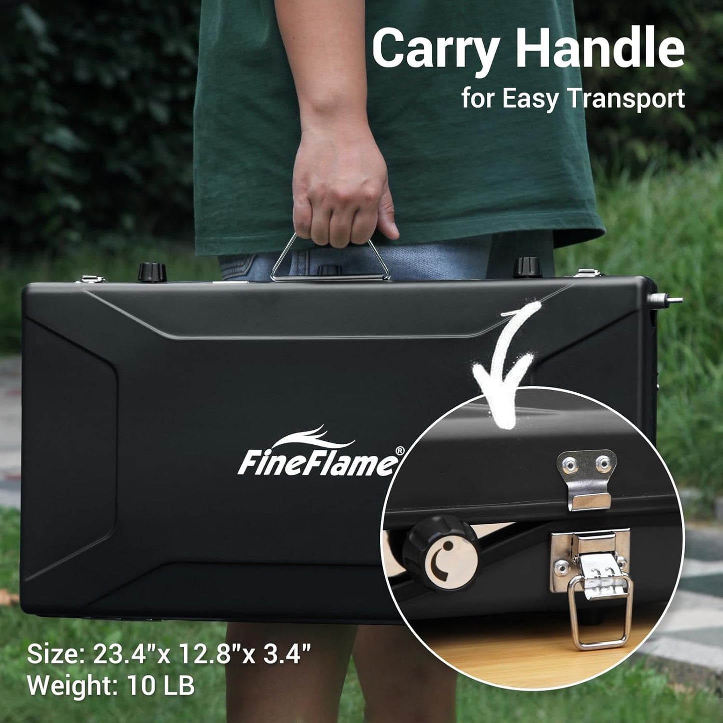 Camping Stove, 3 Burners Propane Portable Camp Stove with Regulator & Griddle, Push-Button Instant Ignition, Portable Camp Grill, Adjustable Burners for Camping Cooking (BLACK-20400 BTUs)