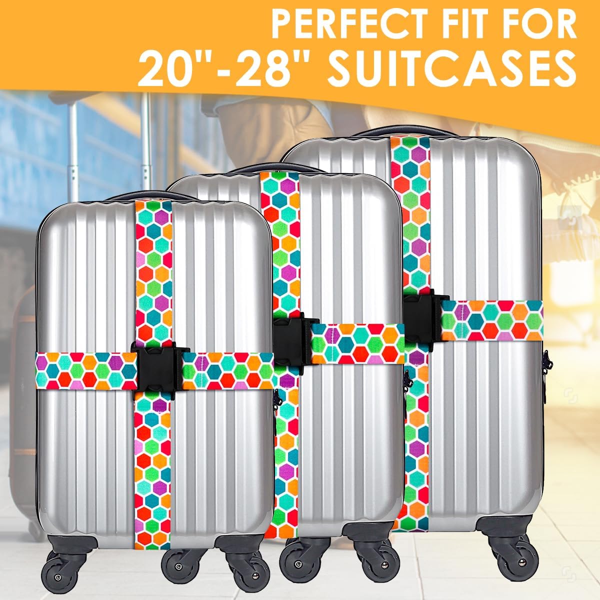 Adjustable Travel Luggage Strap Suitcase Belt Travel Bag Accessories 1.96 in W x 6.23 ft L