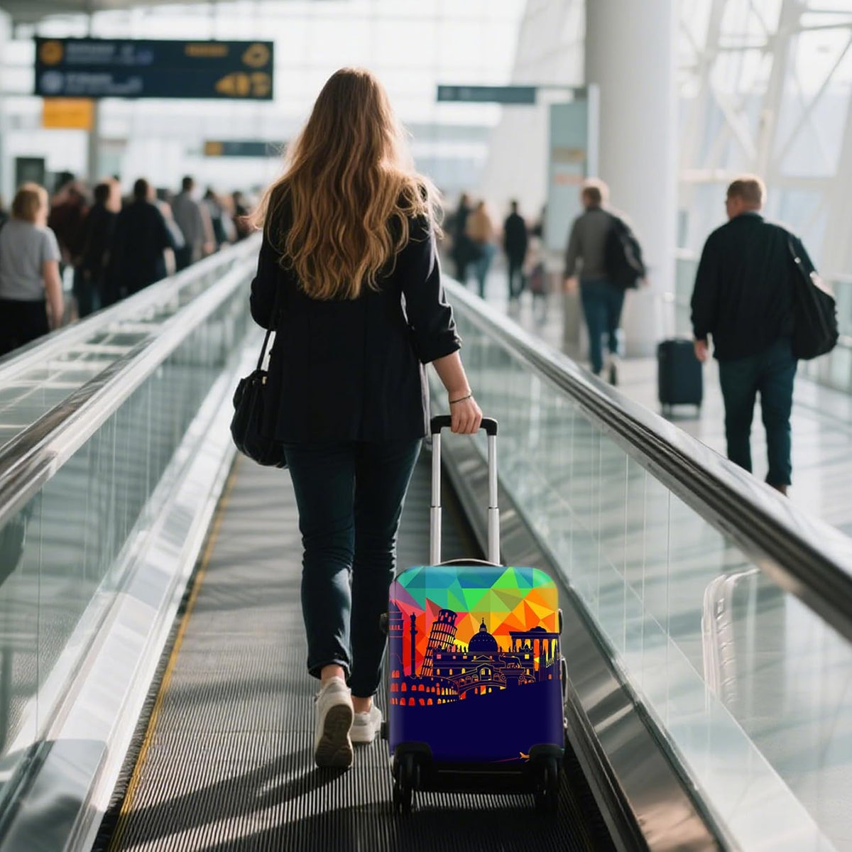 WUJIAONIAO Travel Luggage Cover Baggage Suitcase Cover Protector Skins 18-32 Inch (City, M (for 22-24 inch luggage))