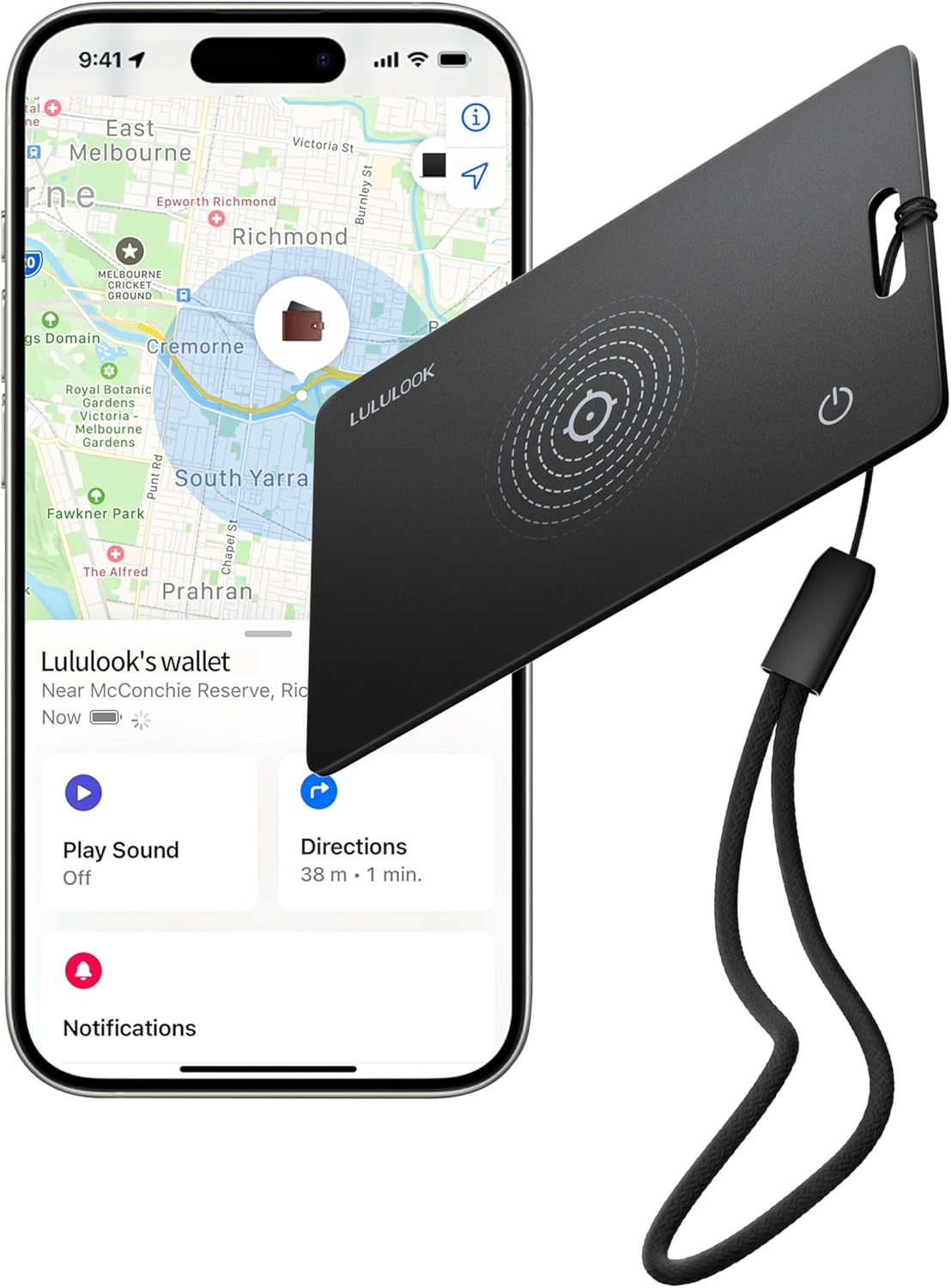 LULULOOK Wallet Tracker Card, Ultra Slim Airtag Wallet Works with Apple Find My (iOS Only), Wireless Rechargeable GPS Smartcard Tracker for Luggage, Tags, Passport, Purse, IP68 Waterproof, 1 Pack