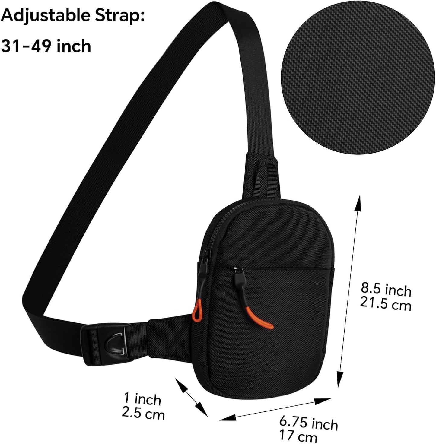 MJNUONE Mini Sling Bag for Men Outdoor Lightweight Small Crossbody Bag Women Casual Daily Bag Waterproof Chest Bag for Travel