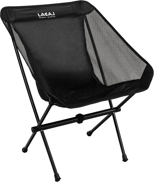 Ultra-Light Folding Camping Chair, All-Aluminum Frame, Surper Breathable Fabric, Easy to Carry, Compact Storage Size (1, Black)
