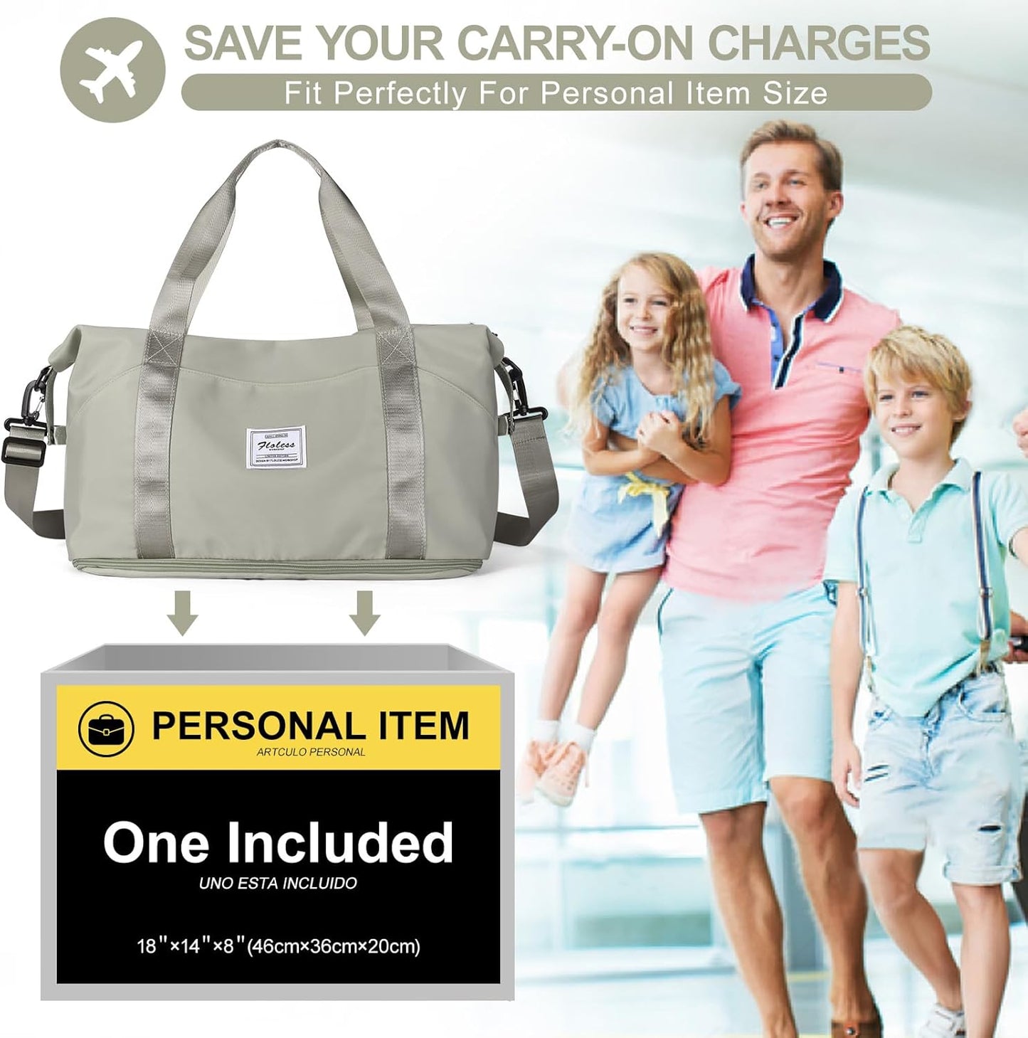 Travel Duffel Bag, Sports Tote Gym Bag, Shoulder Weekender Overnight Bag for Women