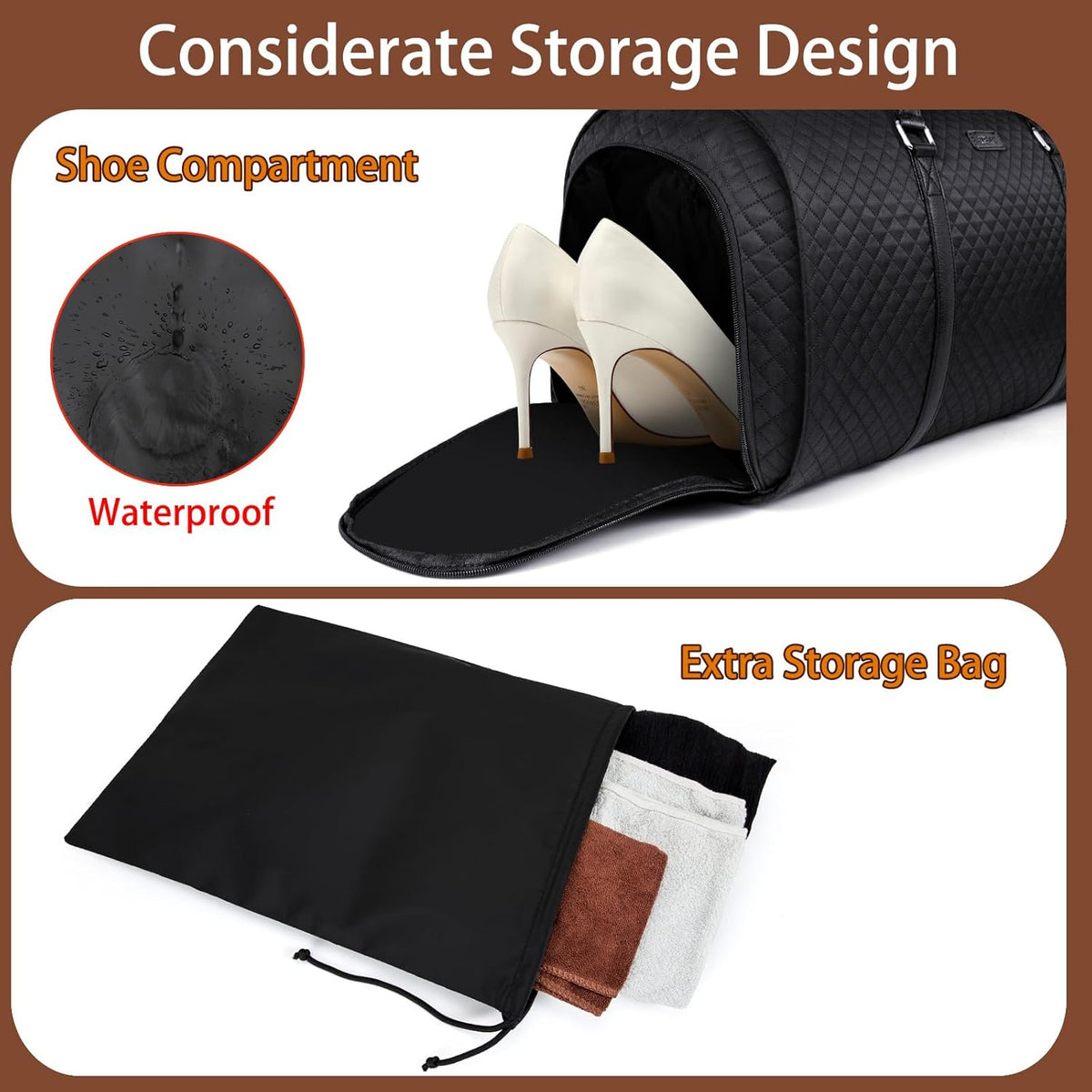 Convertible Garment Duffel Bag for Travel - Carry On Garment Bags With Toiletry Bag Large Weekender Bag for Men Women 2 in 1 Hanging Suitcase Suit Travel Duffel Overnight Bags 4pcs Set