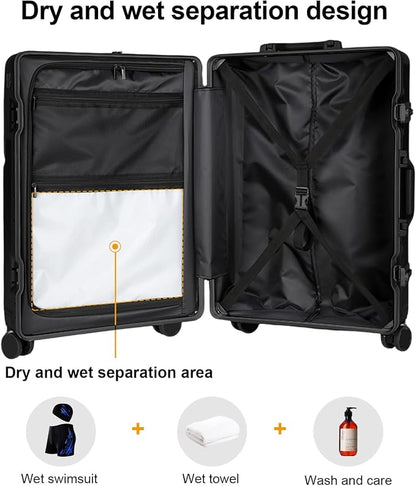 2-Piece Hardshell Zipperless Luggage Set, 20/26" Aluminum Frame Hardshell - Image 4