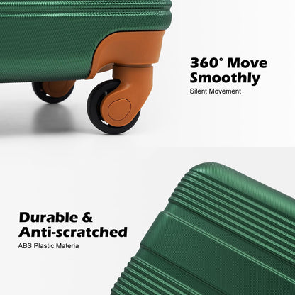 LONG VACATION 3 Piece Carry On Luggage 20 Inch Suitcase with Spinner Wheels, ABS+PC Hardshell Suitcase set with TSA Lock & YKK Zipper