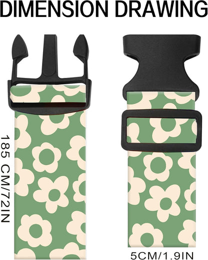 Luggage Straps for Suitcases, Adjustable Travel Belt, Durable Wide Luggage Strap, Cute Suitcase Strap Identifiers with Buckle, Bag Straps for Luggage, Grey Cute Flowers