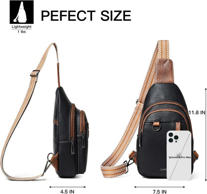 7L Sling Bag for Women Men Leather Small Sling Backpack Daypack Anti Theft Fanny Pack Crossbody Purse Travel