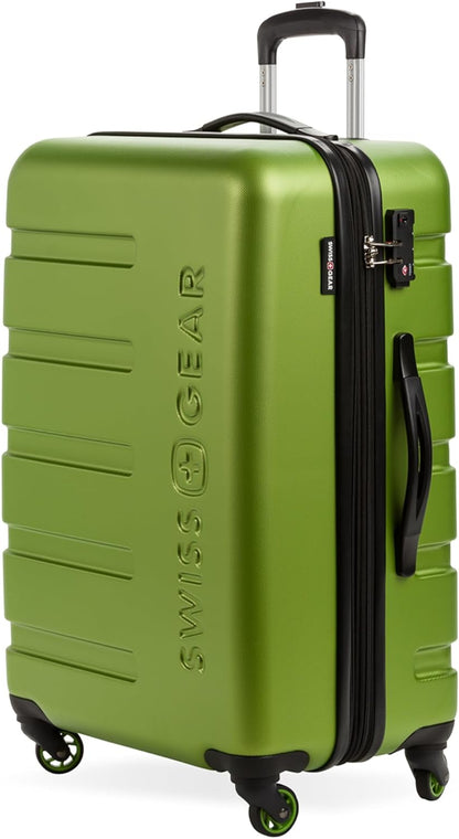 SwissGear 7366 Hardside Expandable Luggage with Spinner Wheels, Green, Checked-Medium 23-Inch