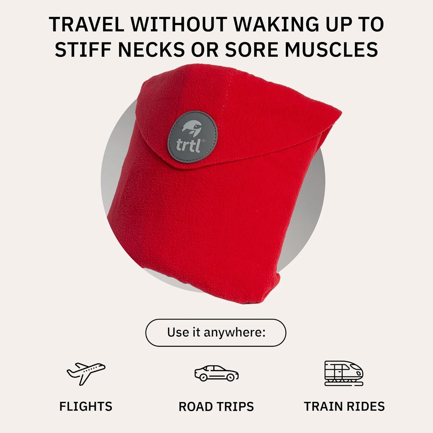 trtl Pillow - Scientifically Proven Super Soft Neck Support Travel Pillow - Machine Washable - Red