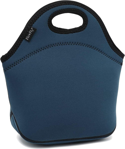 FlowFly Neoprene Kids Lunch box Insulated Soft Bag Mini Cooler Thermal Meal Tote Kit for Boys, Girls,Men,Women,School,Work, Office, Navy Blue