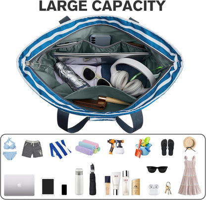 G4Free Beach Bag, Waterproof Beach Bags for Women, Personalized Strap Tote Bag for Women Birthday Gifts