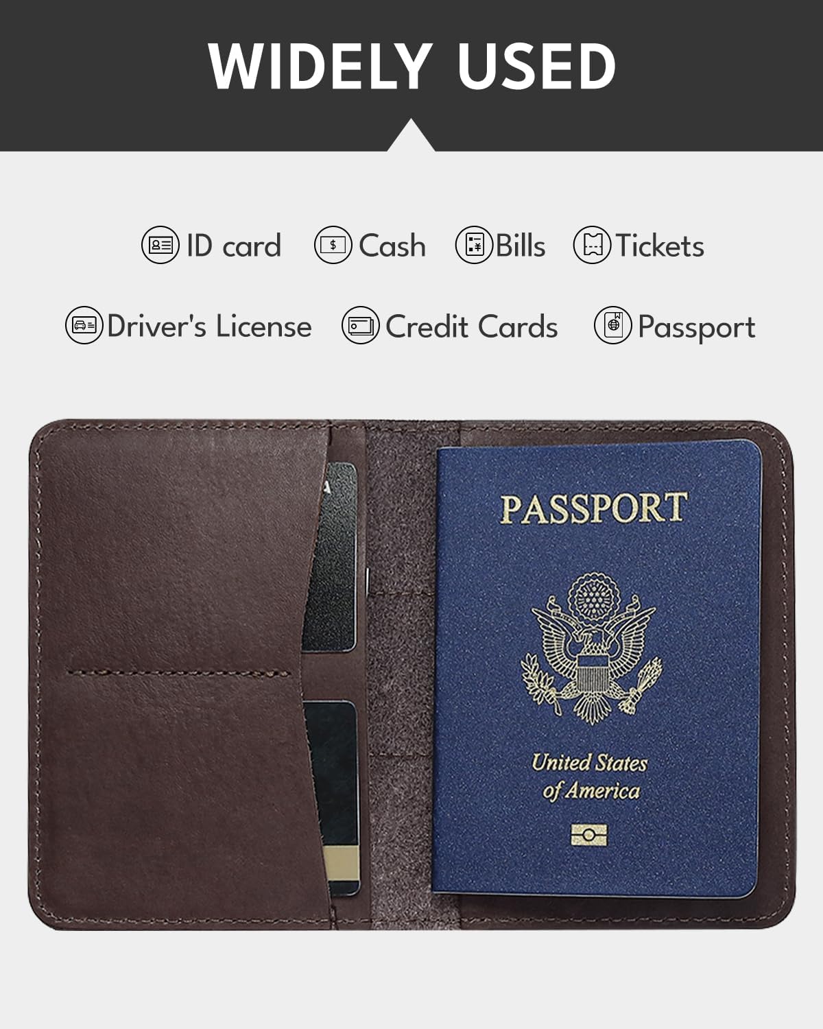 ALLIVE Passport Holder for Travel Women Men,Genuine Leather Passport Cover Wallet,Travel Must Haves Airport Essentials Travel Gifts Brown