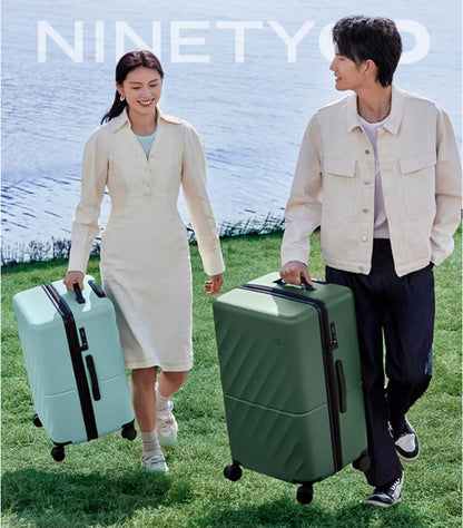 Trunk Luggage 24 Inch, Medium Checked Luggage with Double Spinner Wheels, Anti-Burst Zipper, Hard Case PC Suitcase, Lightweight Travel Luggage, TSA Approved (Crystal Green, Hudson)