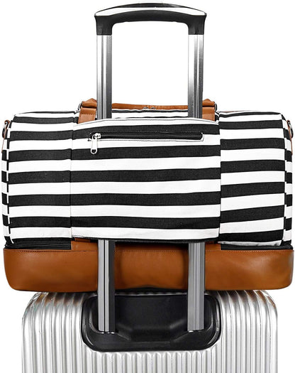 Newshows Women Weekender Bag Canvas Travel Duffel Bag Overnight Carry On Tote with Luggage Sleeve