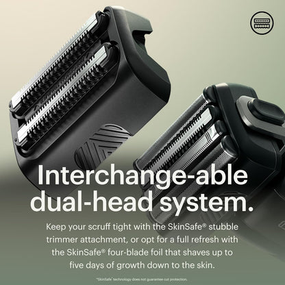 MANSCAPED® The Chairman™ PRO Men’s Electric Foil Face Shaver - Two Interchangeable Blade Heads, SkinSafe® Four-Blade Foil & Stubble Trimmer, USB-C Wireless Compatible Charging, Gentle on Neck
