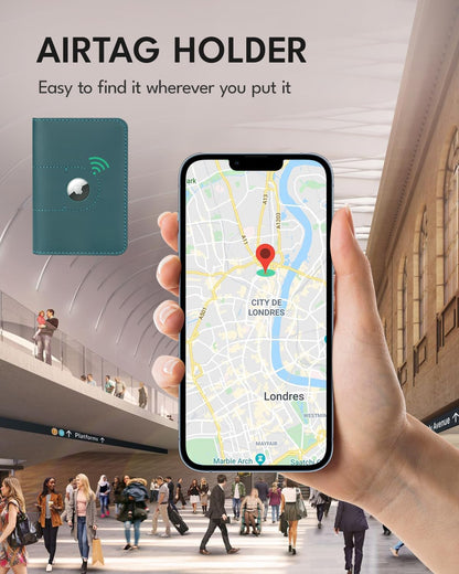 ALLIVE Genuine Leather Passport Holder with Airtag, Travel Must Haves Airport Essentials, Passport Cover Case Travel Gifts