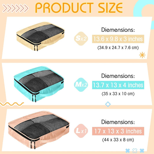 5 Pcs Packing Cubes for Suitcase Large Travel Cubes Carry on Luggage Organizer Bags for Clothes Accessories(Mixed,Pastel)