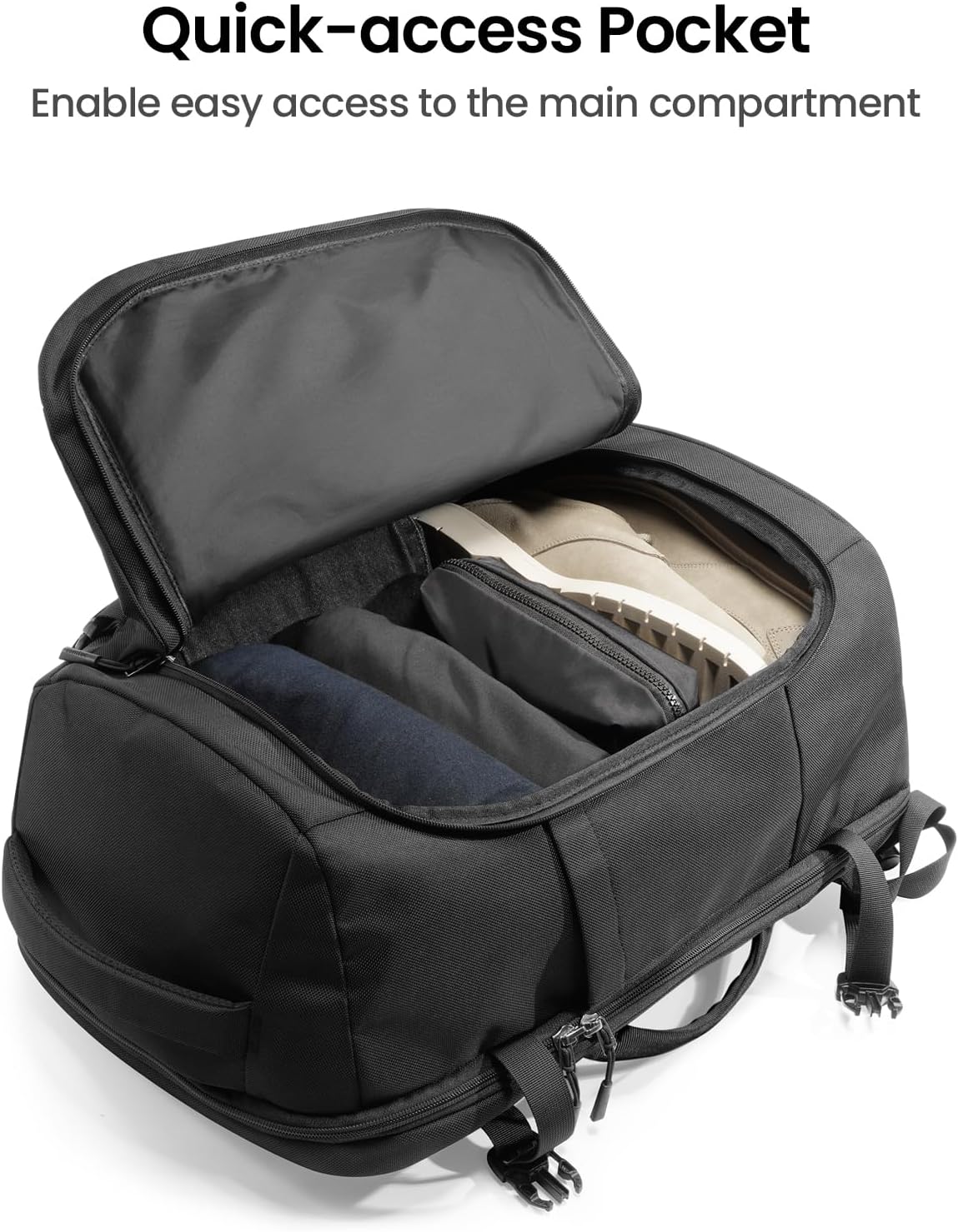 tomtoc Travel Backpack 40L, TSA Friendly Flight Approved Carry-on Luggage Hand Water-resistant Lightweight Business Rucksack, Durable Large Weekender Bag Daypack Fits 17.3 Inch Laptop, PFAS Free