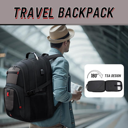 Z-MGKISS Travel Backpack, TSA Airline Approved, Travel Laptop Backpack with USB Charging Port, Extra Large
