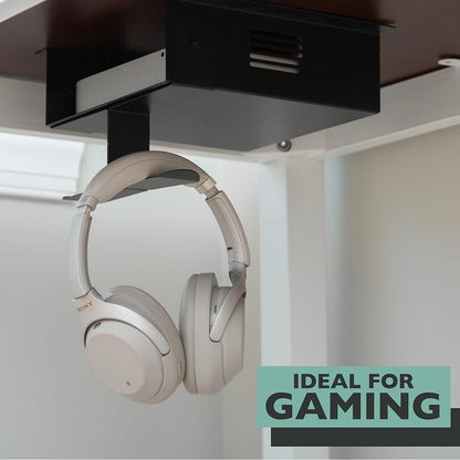 Ilyapa Under Desk Mount, Steel CPU Under Desk Computer Mount with Vents for Home Office Storage, Gaming Console Shelf - 2.8 x 8.1 x 8.5