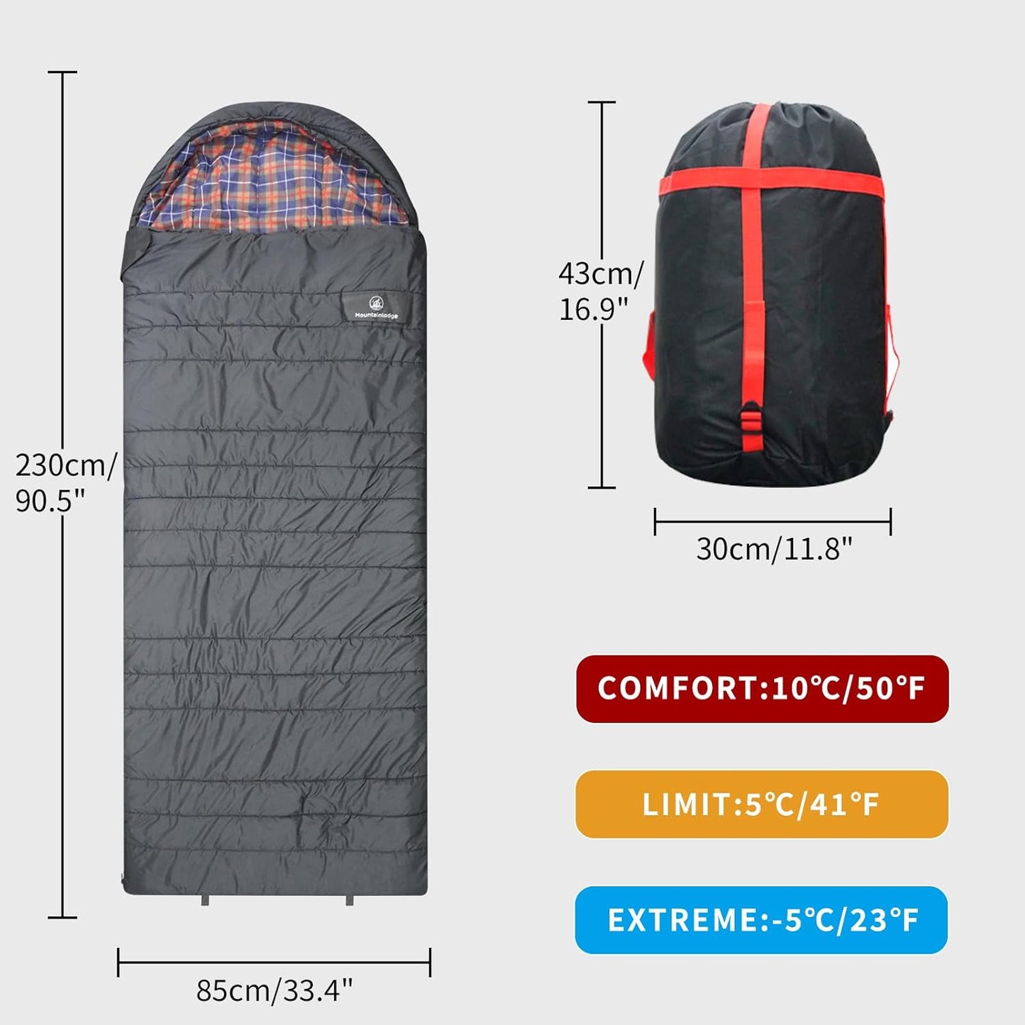 Polycotton Sleeping Bag for Adult&Kids,Cold&Warm Weather Large with Compression Sack and Water Resistant for Family Camping,Travel and Car Camping
