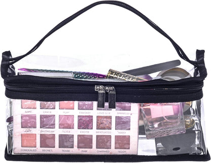 Small Rectangular Clear PVC Makeup Bag Make Up Artist Tool Organizer Pouch Bag Transparent Vinyl Cosmetic Bag Actor Bag with Handle
