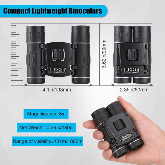 8x21 Mini Compact Pocket Binoculars, Lightweight Foldable Easy Focus Small Binoculars for Adults Kids Bird Watching,Opera Concert, Travel, Hiking, Outdoor Scenery, Football Game