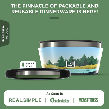 HYDAWAY 1-Quart Collapsible Insulated Bowl with Lid - BPA-Free, Leak-Resistant, Space-Saving Camp Bowl - Ideal for Hiking, Travel & Outdoor Meals