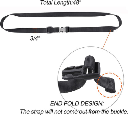 Buckle Straps with Clips, Adjustable Nylon Straps with Buckle, 4 Pack (Black-Metal, 4‘x0.75“)
