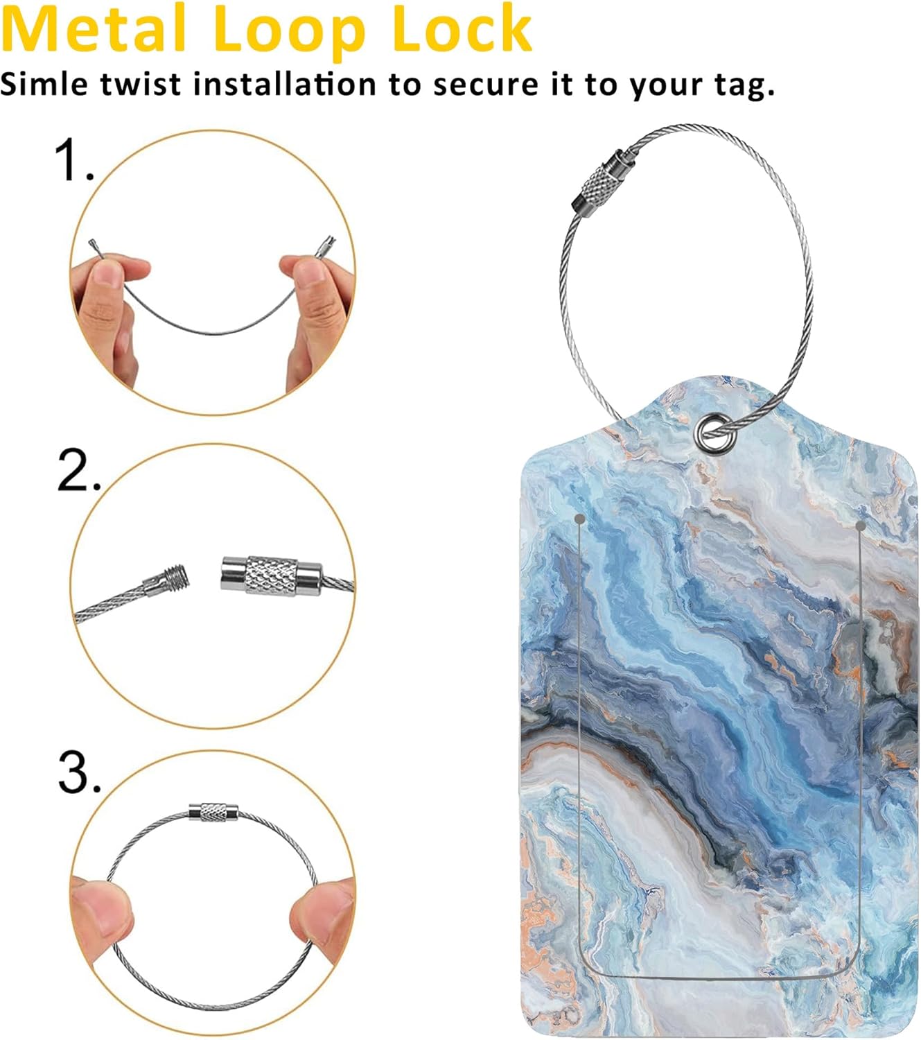 2 Pack Abstract Marble Luggage Tag for Suitcases Marble with Gold Veins PU Leather Bag Travel Suitcase ID Identifier Baggage Tags for Women Men Travel