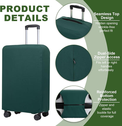 PATIKIL Luggage Cover, Suitcases Covers Elastic Carry on Cover Protector Washable Scratch-Resistant Fits 22-23 Inch Luggage for Travel Business Trips, Dark Green