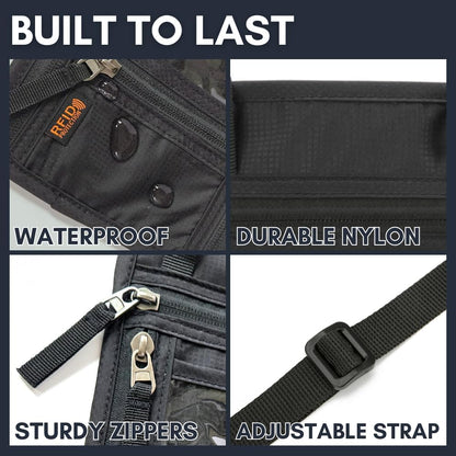 elzama Travel Neck Wallet, Neck Passport Holder, RFID Blocking Passport Wallet Super Slim & Lightweight Travel Pouch Holder for Men & Women (Black)