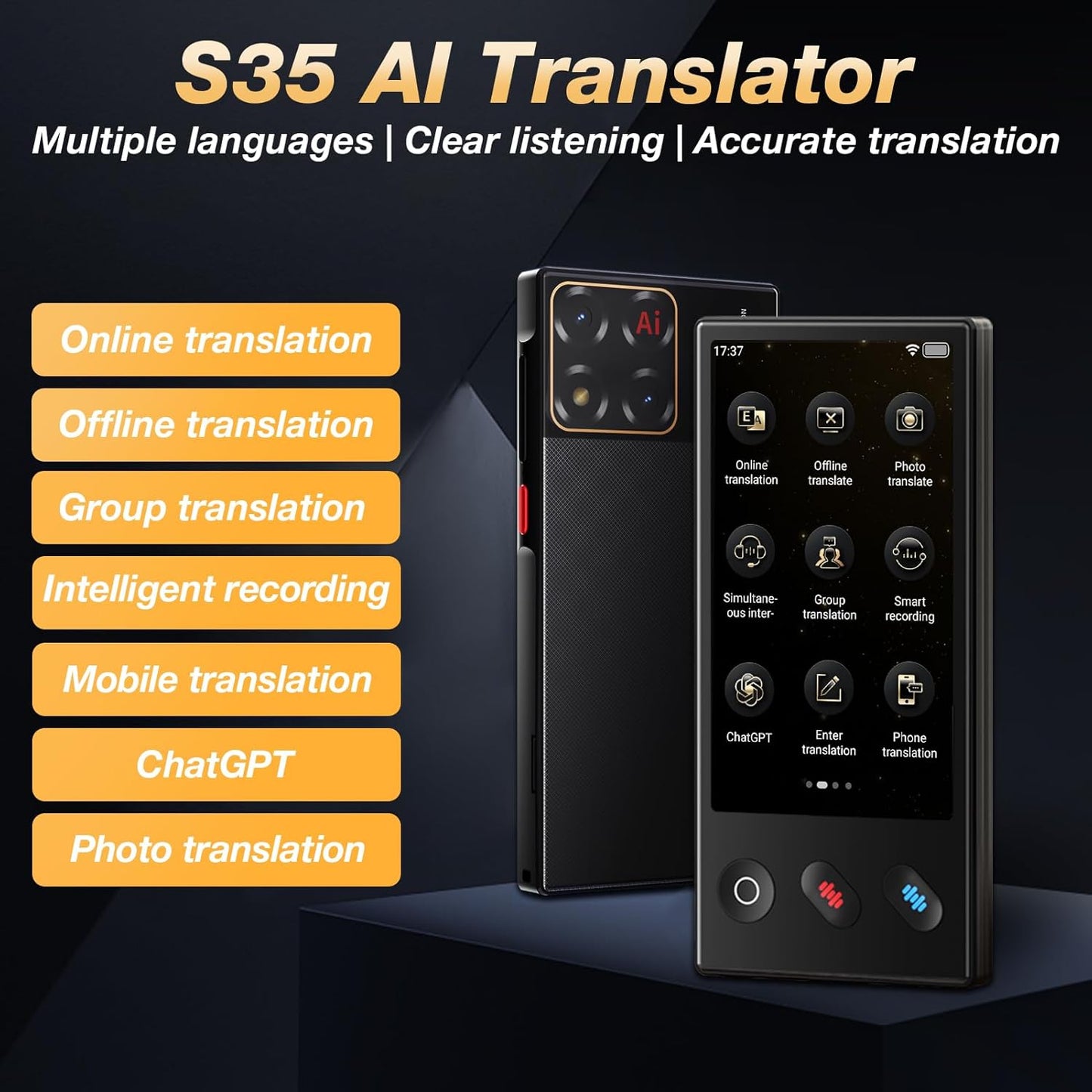 Language Translator Device 2025, AI & ChatGPT & No WiFi Needed, Real-Time Two Way Voice/Photo Translation, 148+ Languages Offline/Online, Portable for Business, Learning & Global Travel